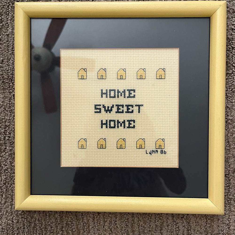 CROSS STITCH -HOME SWEET HOME. framed and matted. - Picture 1 of 2
